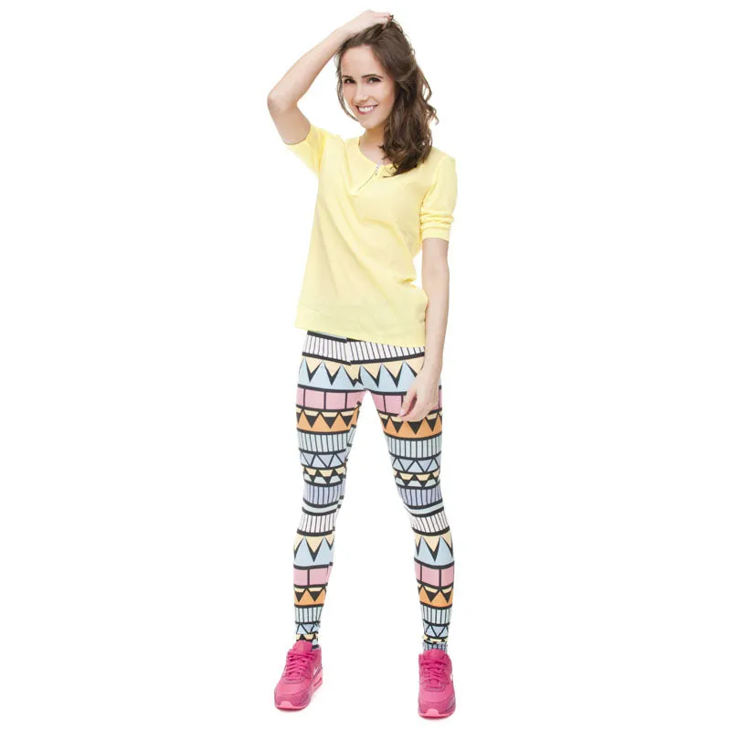 Regular Leggings (8-12 UK Size) - Aztec Niebieski