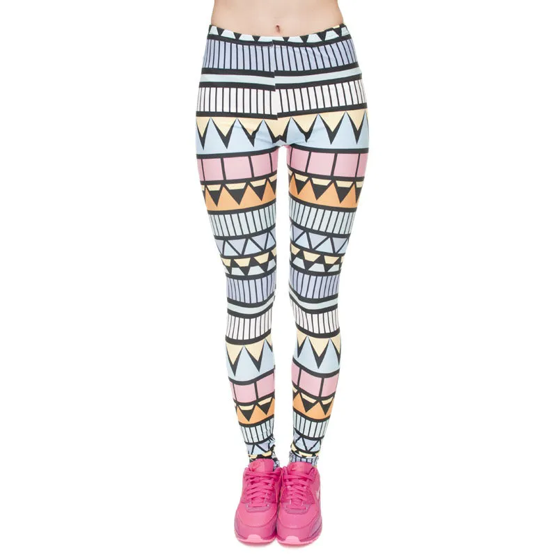 Regular Leggings (8-12 UK Size) - Aztec Niebieski