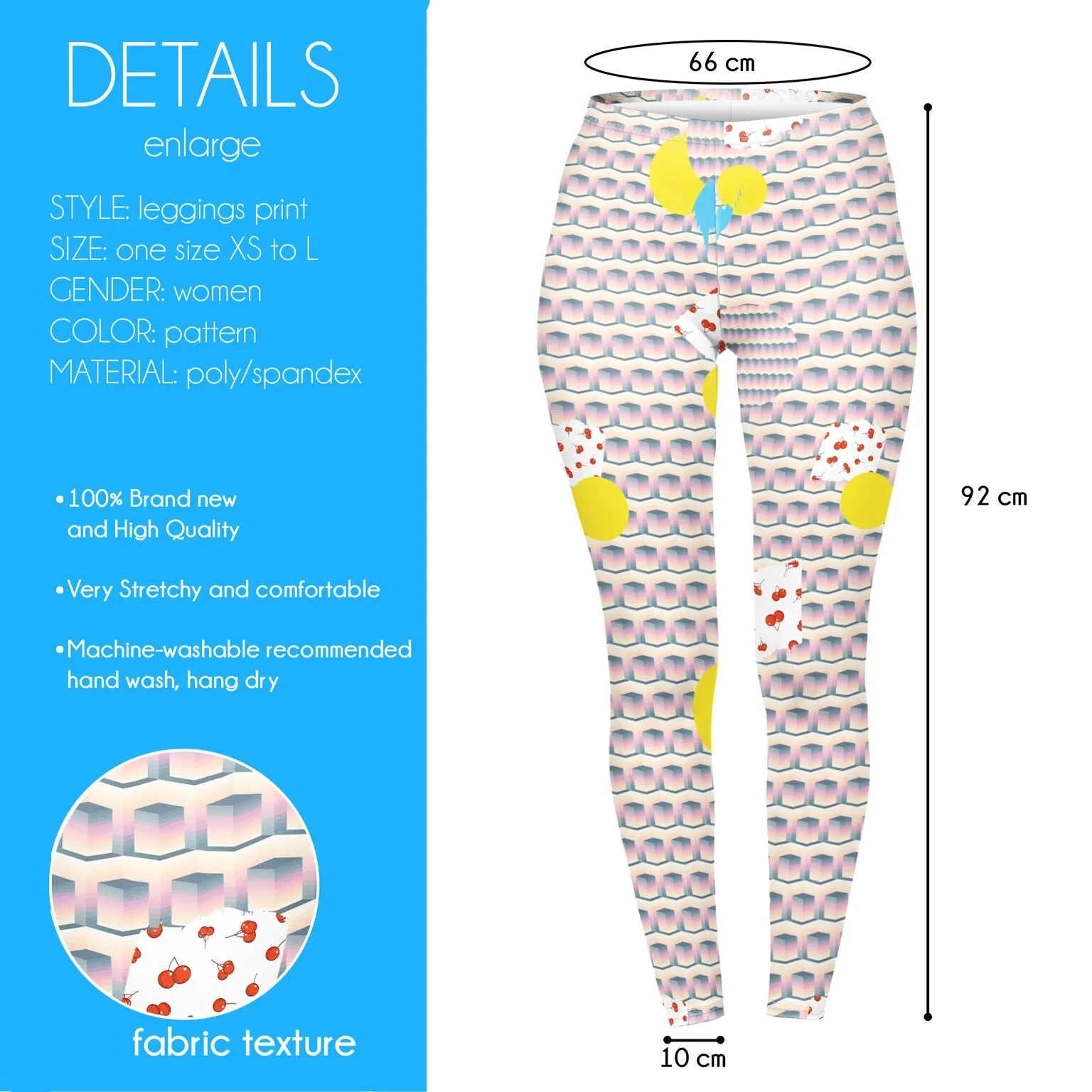 Regular Leggings (8-12 UK Size) - Stacked Cherry Kiss