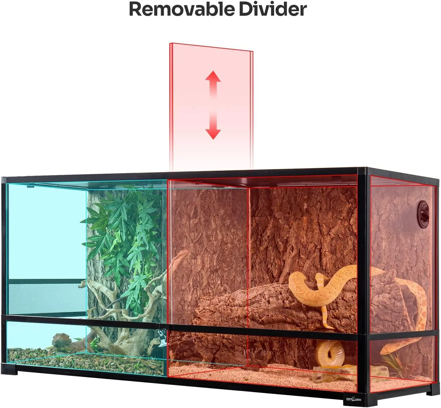 REPTI ZOO 90 Gallon 48*18*24 Glass Reptile Terrarium With Flexible Side Vent RK0223A