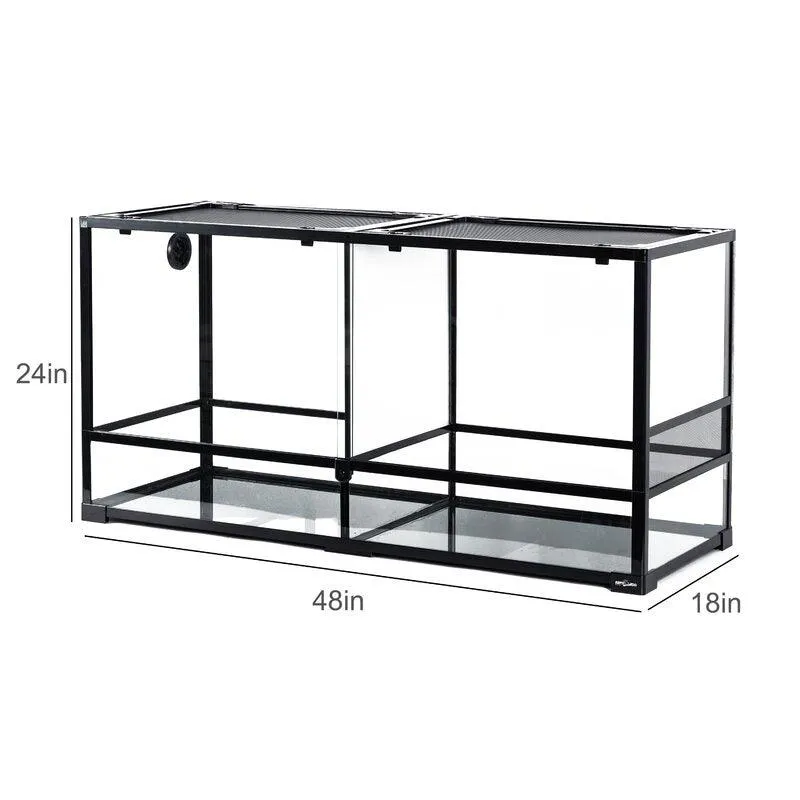 REPTI ZOO 90 Gallon 48*18*24 Glass Reptile Terrarium With Flexible Side Vent RK0223A