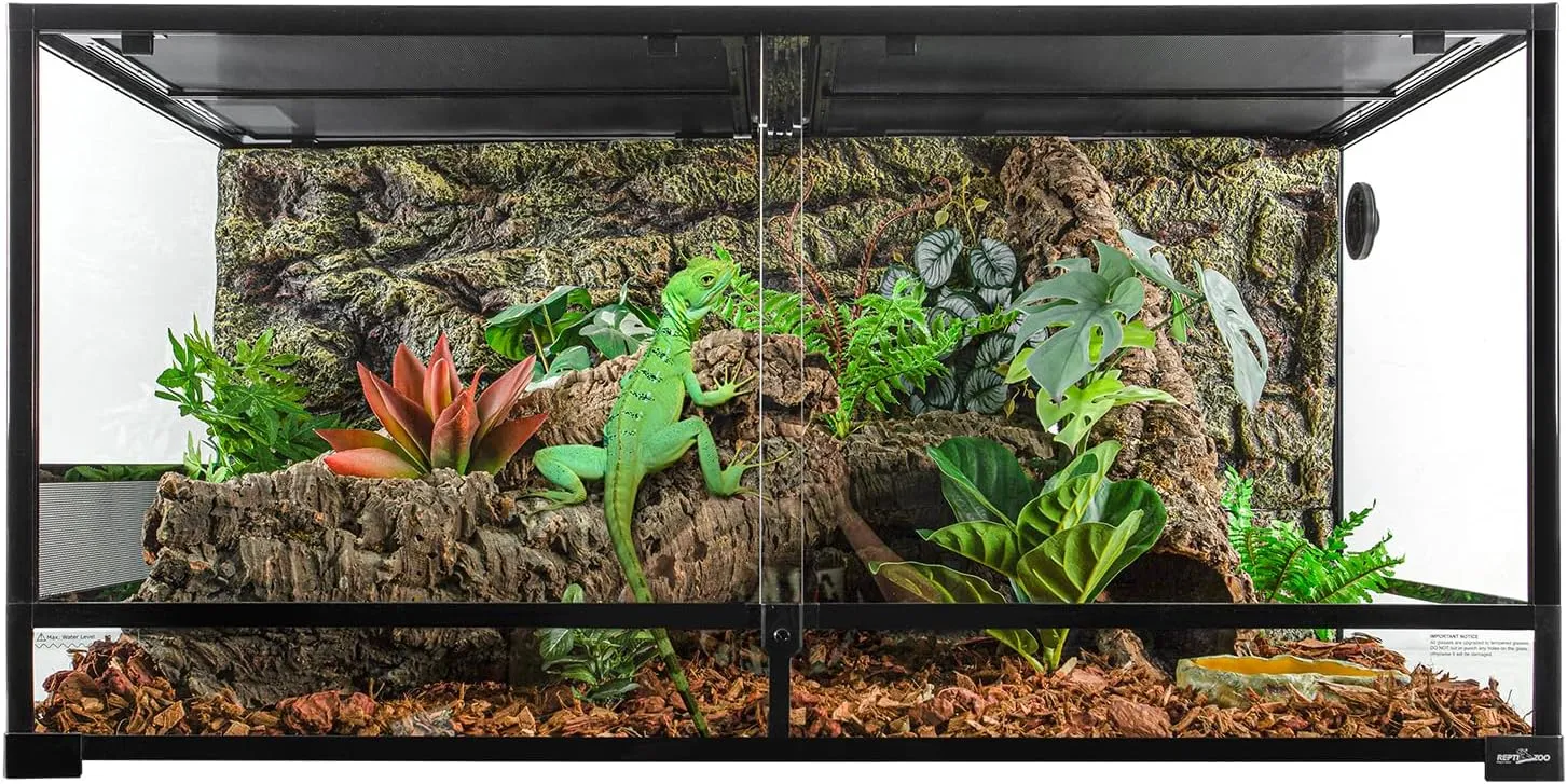 REPTIZOO 120 Gallon Large Reptile Terrarium, 48" x 24" x 24" with 2 Separate Habitats