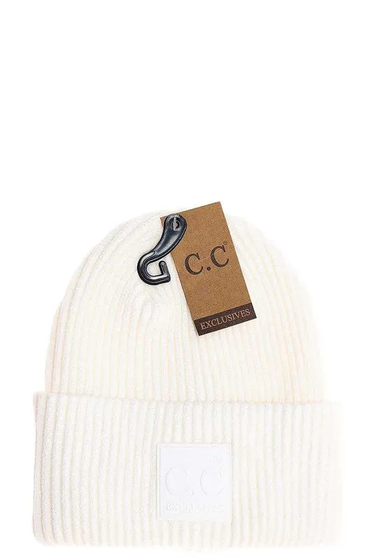 RIBBED KNIT BEANIE (IVORY)