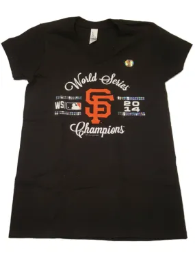 San Francisco Giants SAAG WOMEN 2014 World Series Sequin Logo V-Neck Shirt