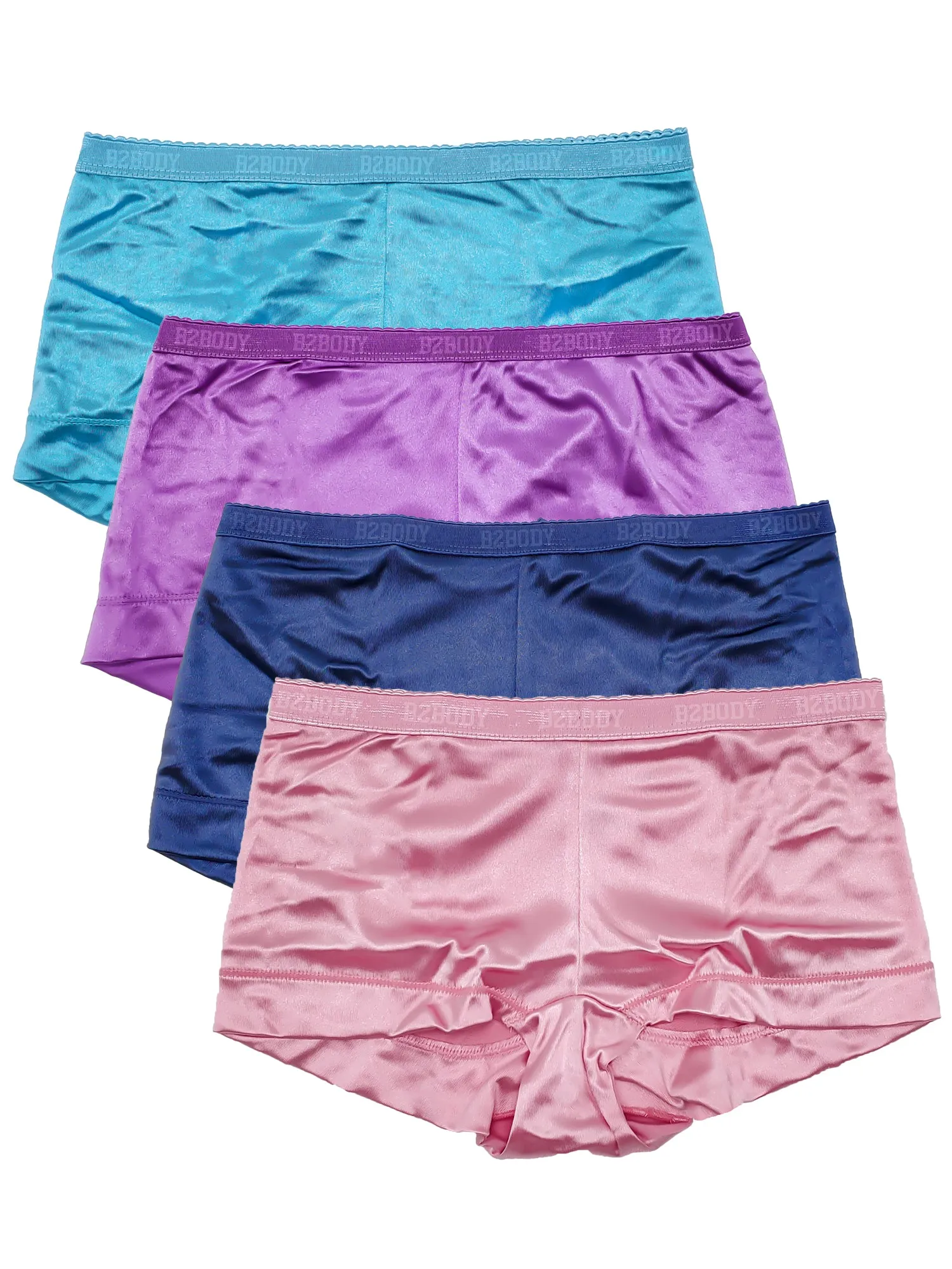 Satin Full Coverage Boy Shorts Panties Multi-Pack