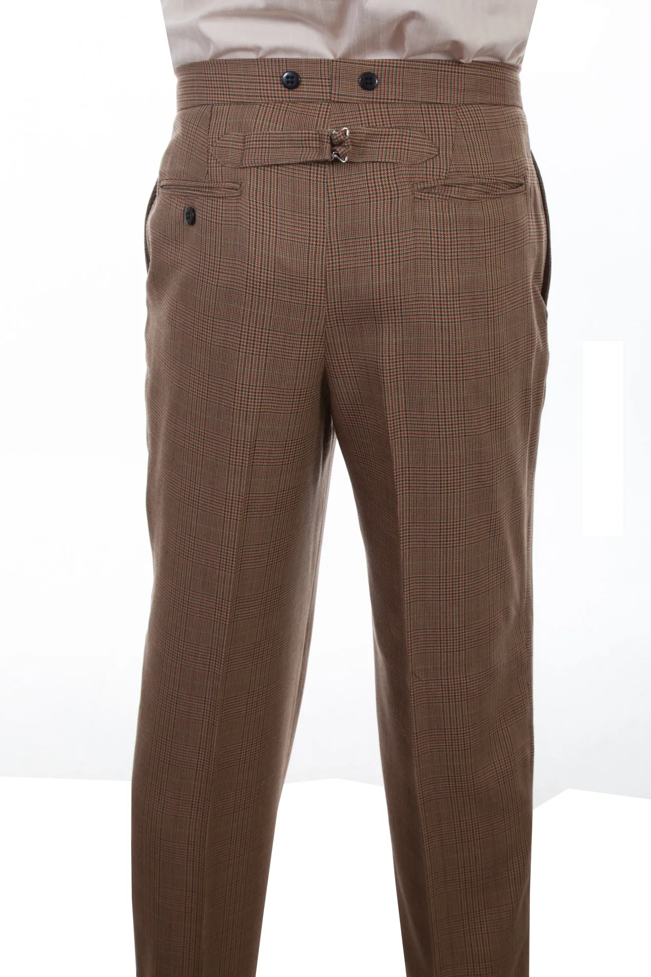 Scully Mens Vintage Plaid Tan Wool Blend Dress Pants