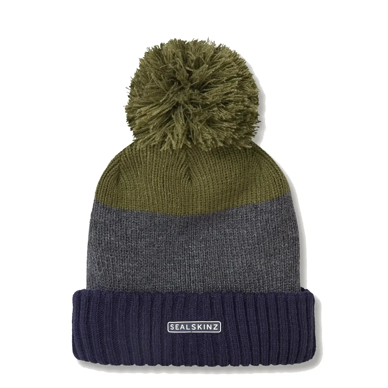 Sealskinz Flitcham WP CW Bobble Hat Blue / Grey / Green