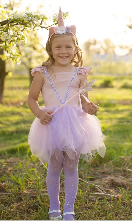 Shimmer Unicorn Dress & Headband, Pink