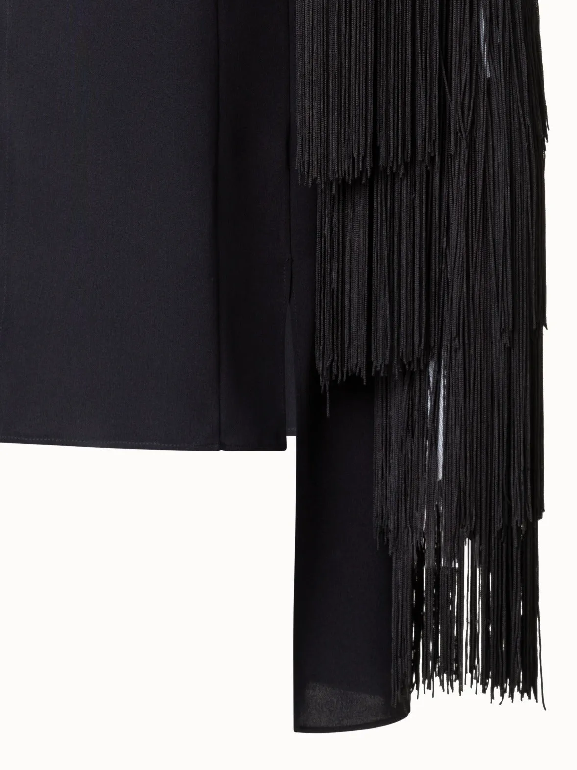 Silk Tunic Blouse with Fringes Sleeves