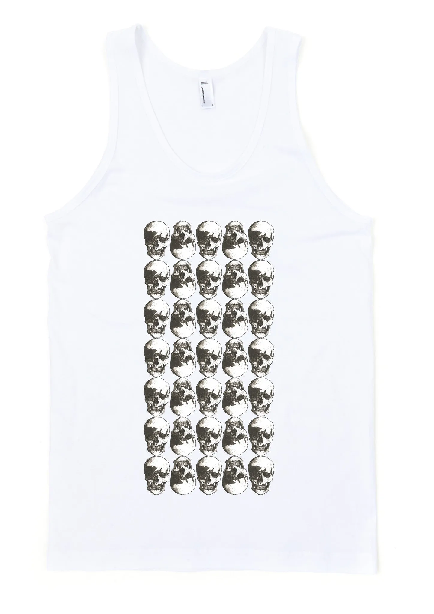 Skulls Grid Black Ink Tank by Robert Bowen