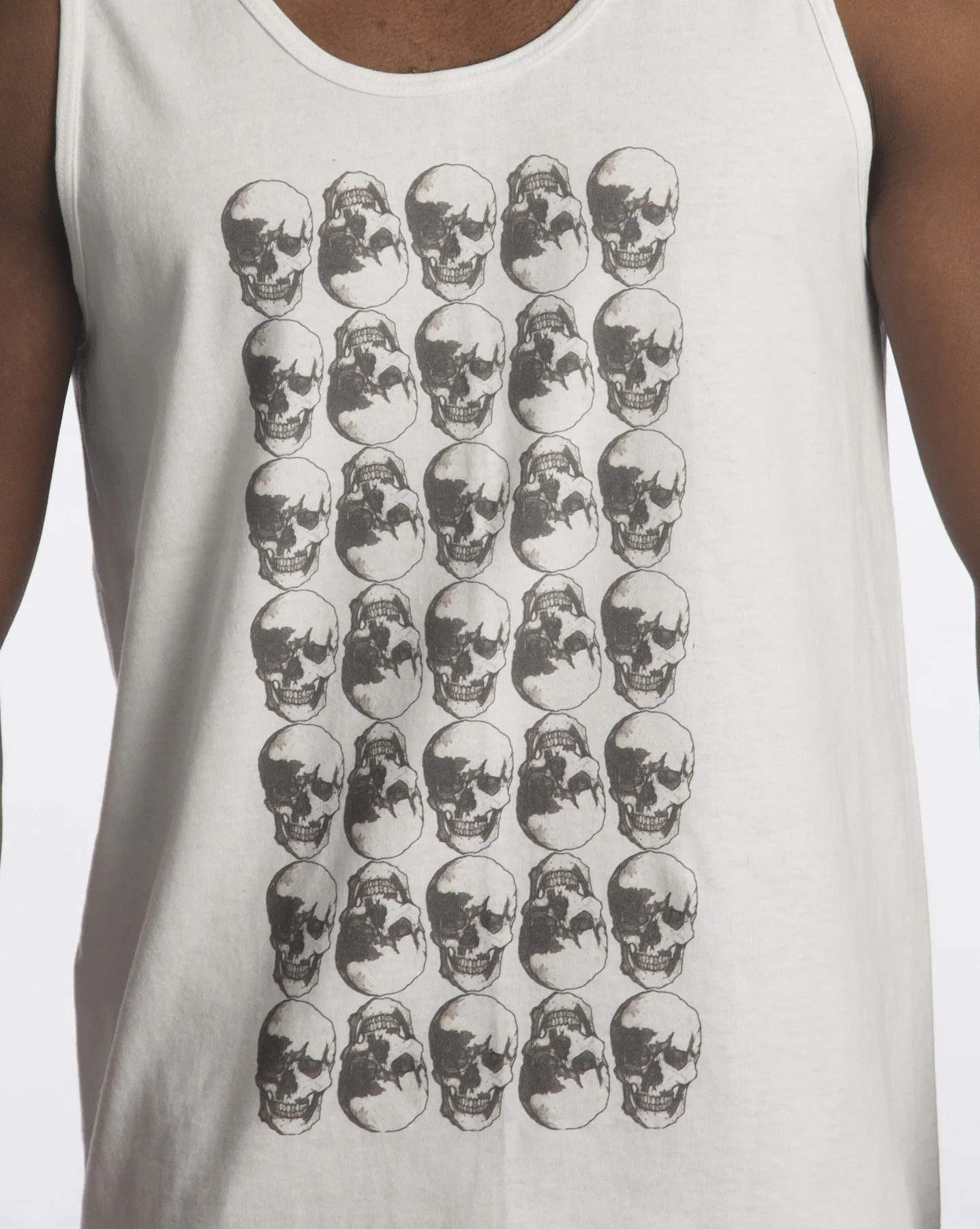 Skulls Grid Black Ink Tank by Robert Bowen