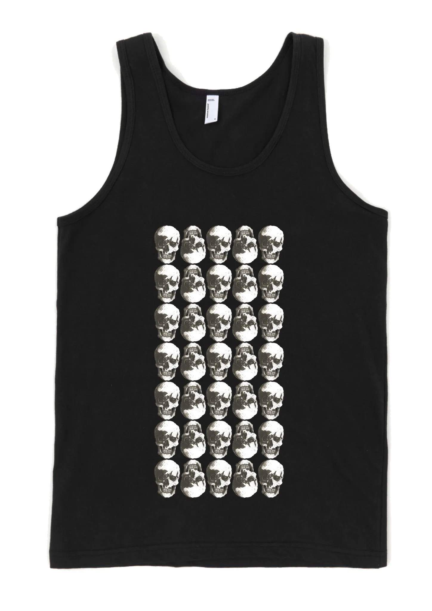 Skulls Grid Black Ink Tank by Robert Bowen