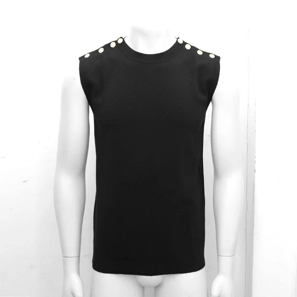 Sleeveless Shoulder Button Jumper