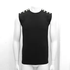 Sleeveless Shoulder Button Jumper