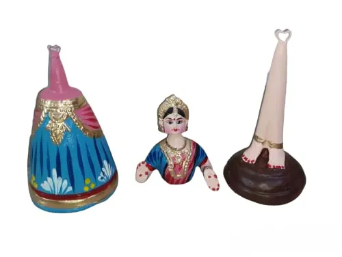 Sri Durga Creations Tanjore Dancing Doll/Golu Doll[Red, Blue, Yellow] Size 11 inch