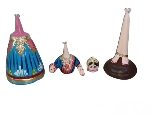 Sri Durga Creations Tanjore Dancing Doll/Golu Doll[Red, Blue, Yellow] Size 11 inch