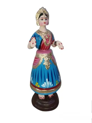 Sri Durga Creations Tanjore Dancing Doll/Golu Doll[Red, Blue, Yellow] Size 11 inch