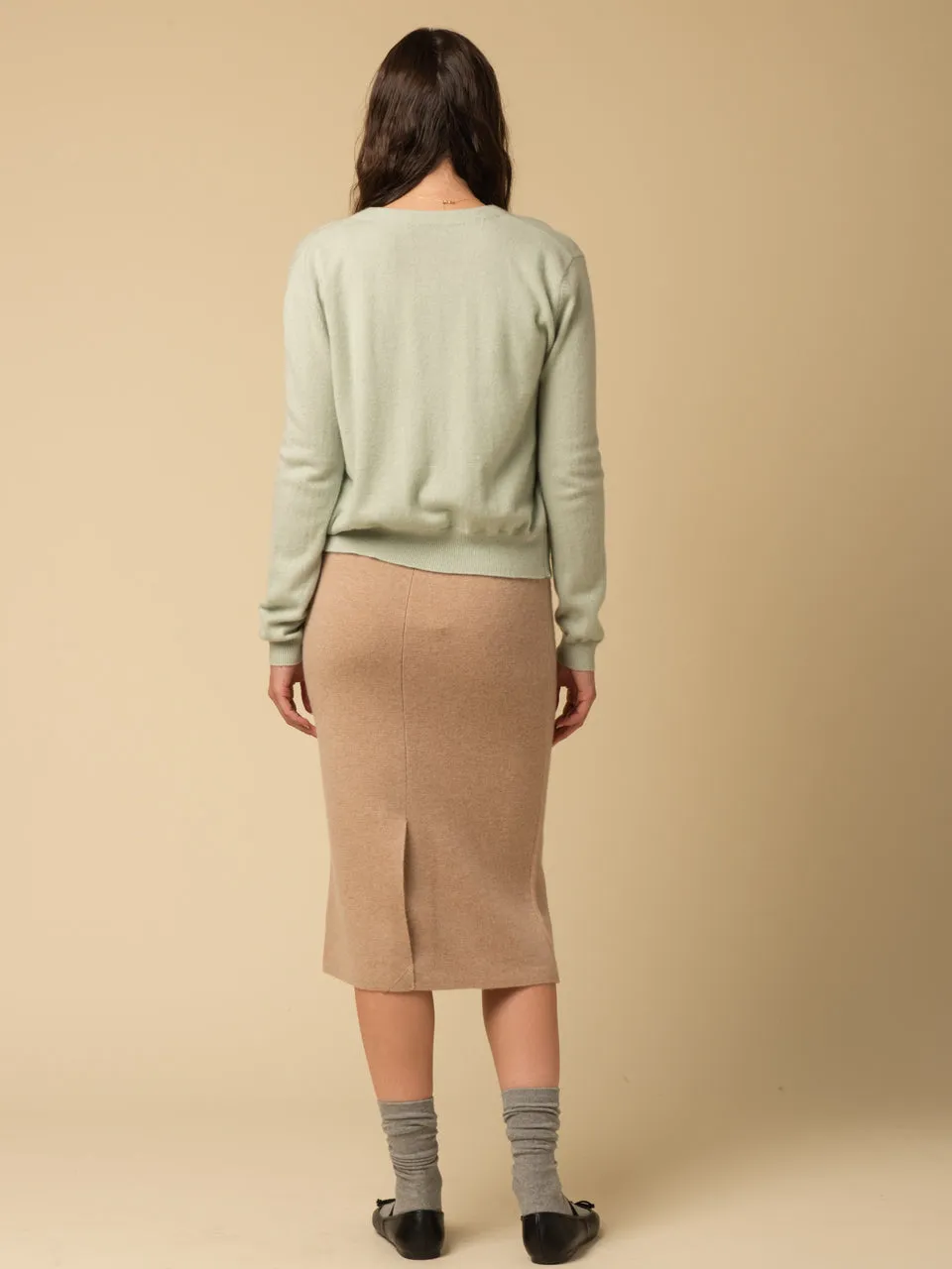 Straight Midi Skirt_Camel