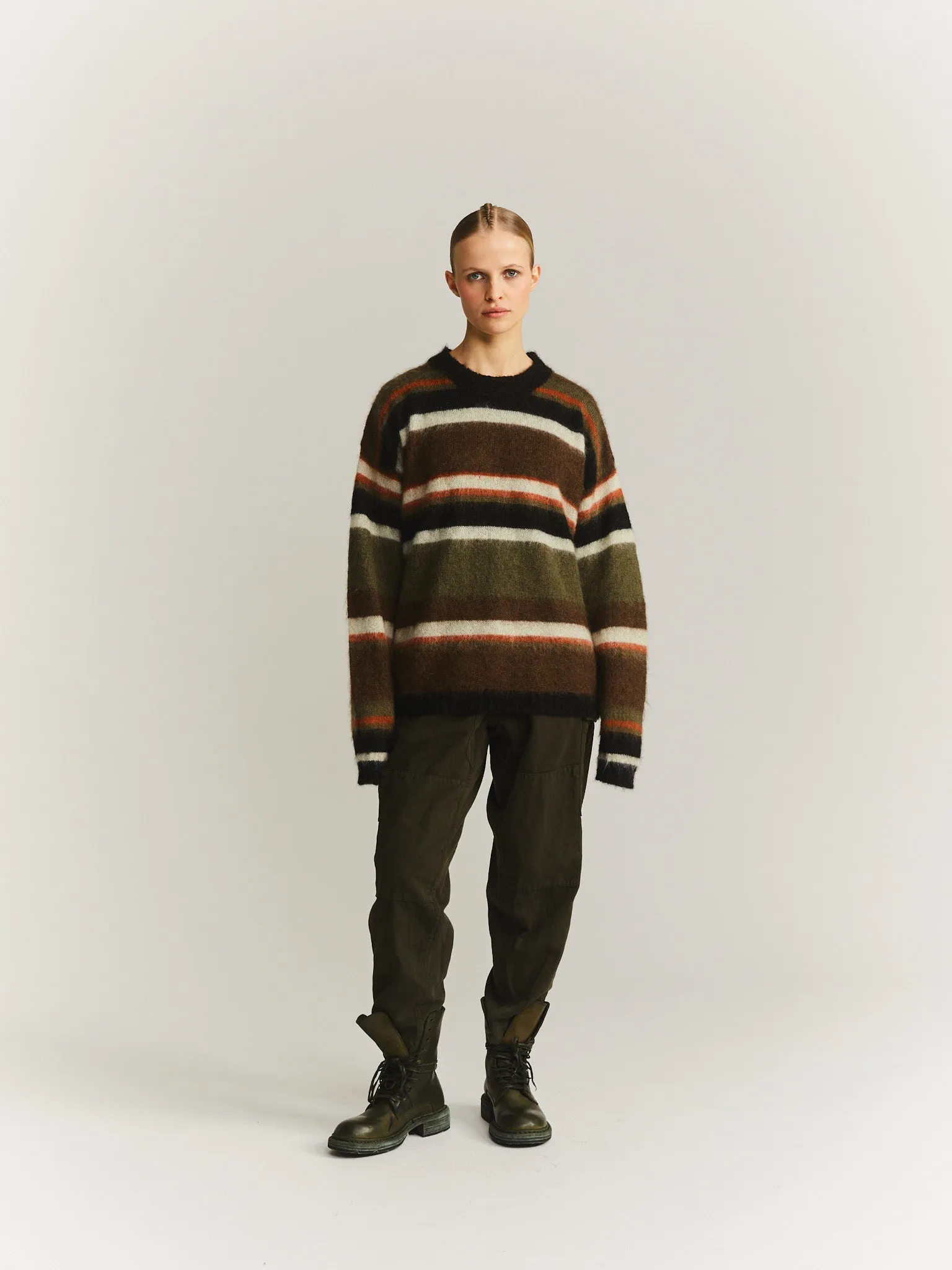 STRIPE MOHAIR JUMPER - MOSIL - KHAKI