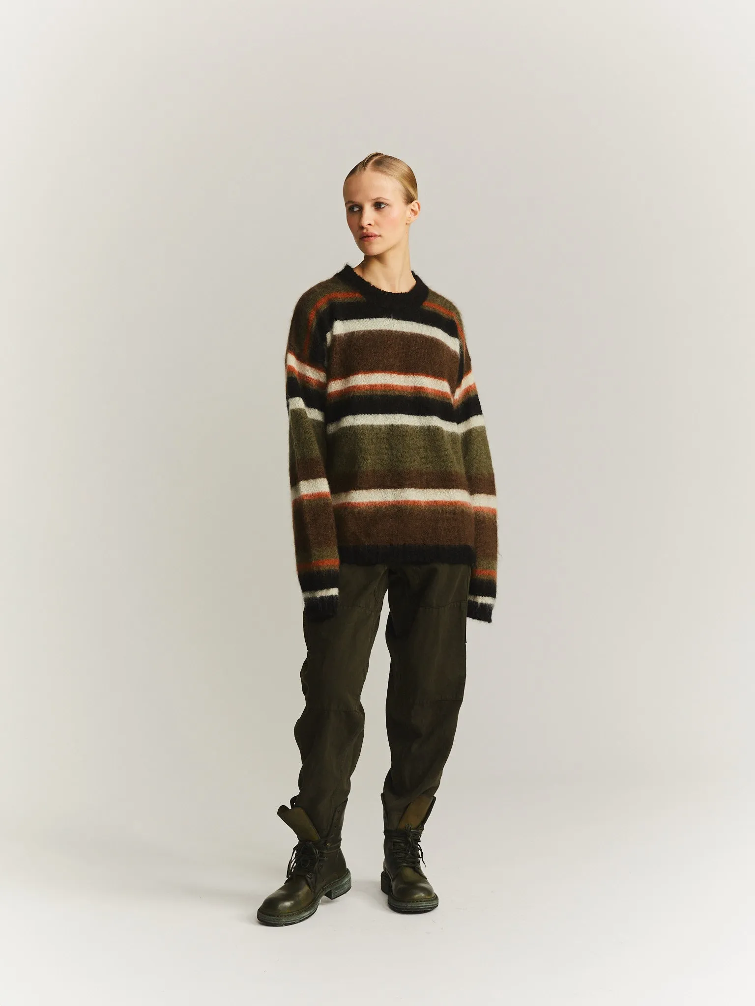 STRIPE MOHAIR JUMPER - MOSIL - KHAKI