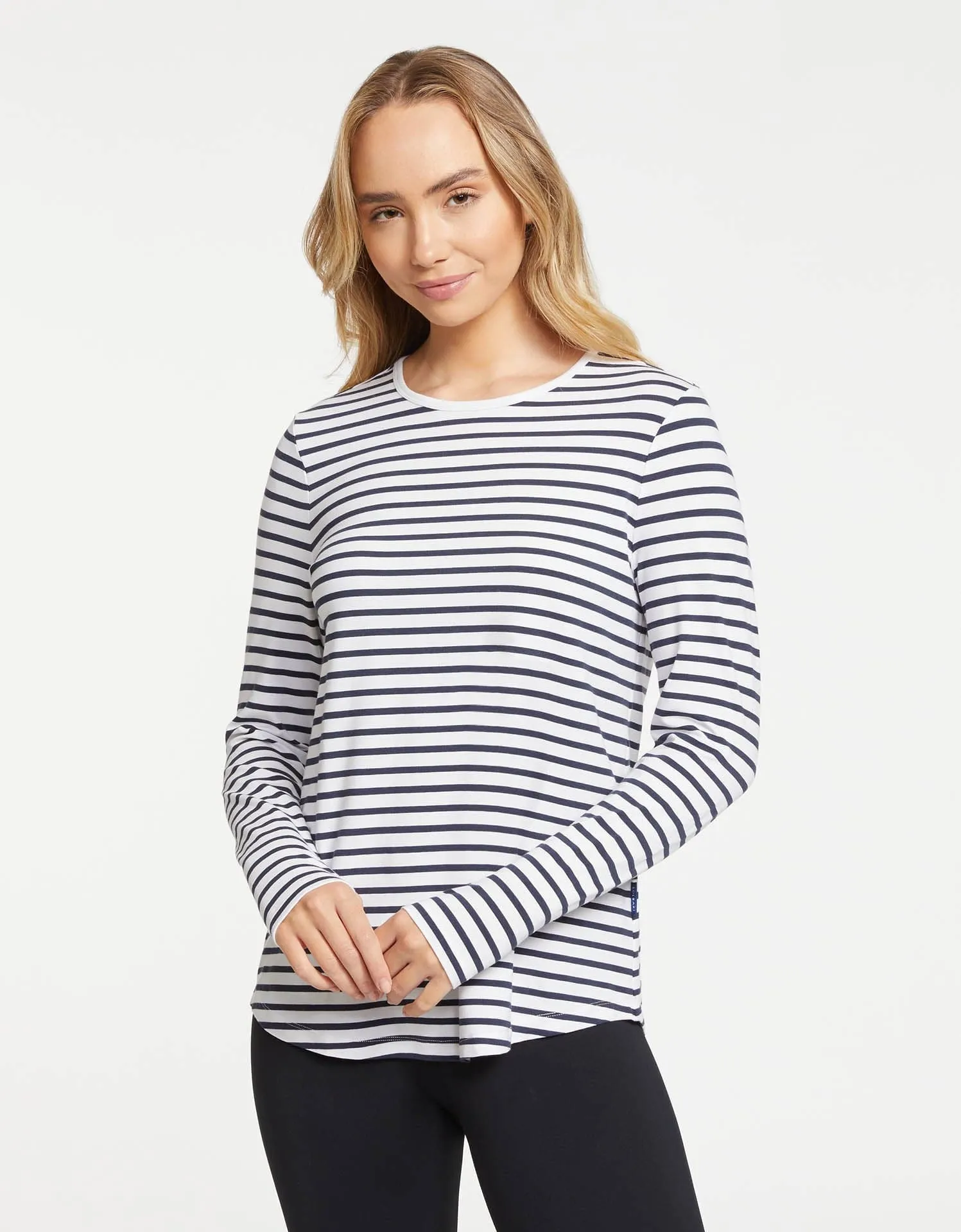 Striped Loose Fit Long Sleeve Swing Top UPF 50  Sensitive Collection