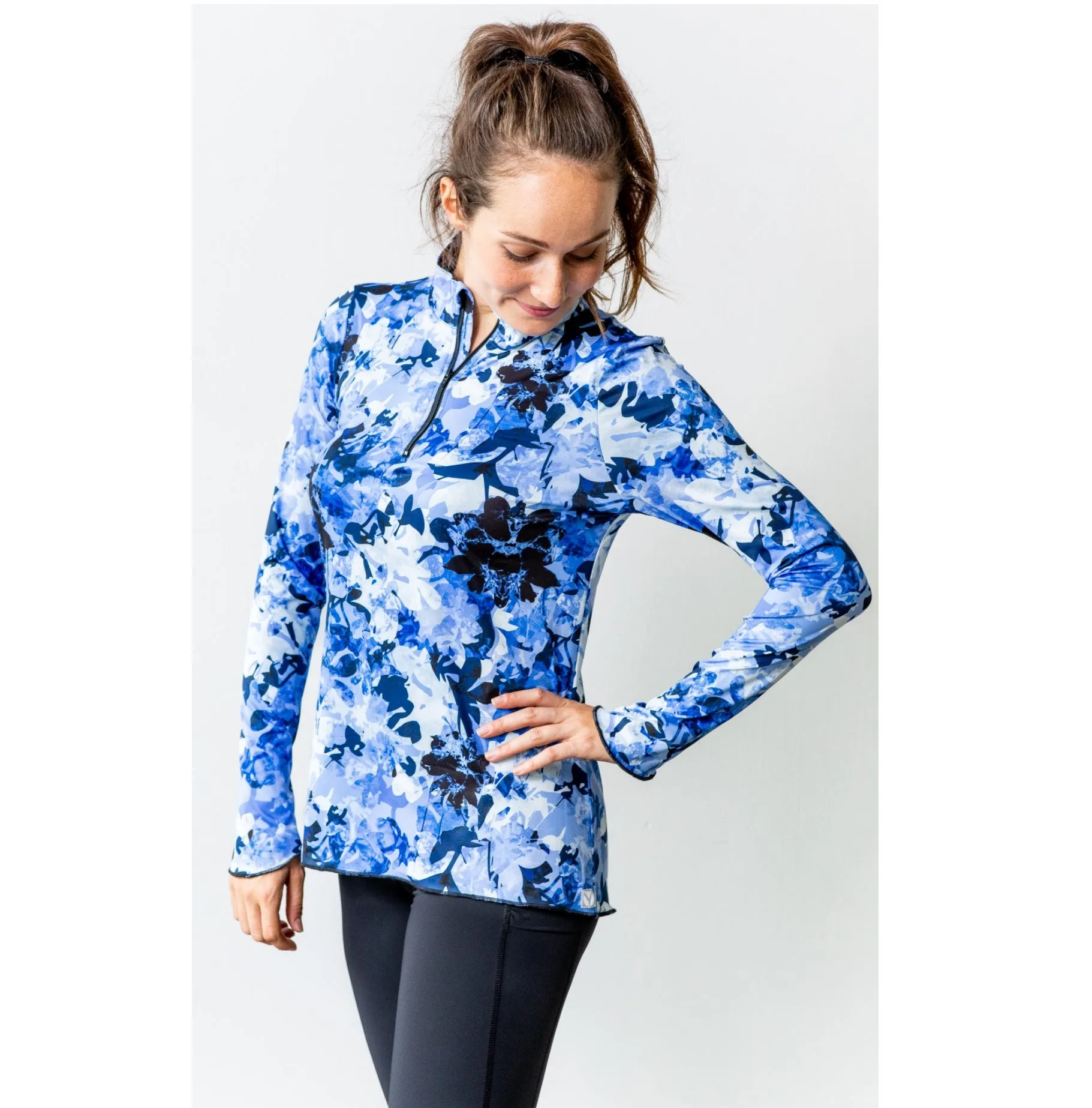 Sun Protector Half Zip Tunic - Camo Blu