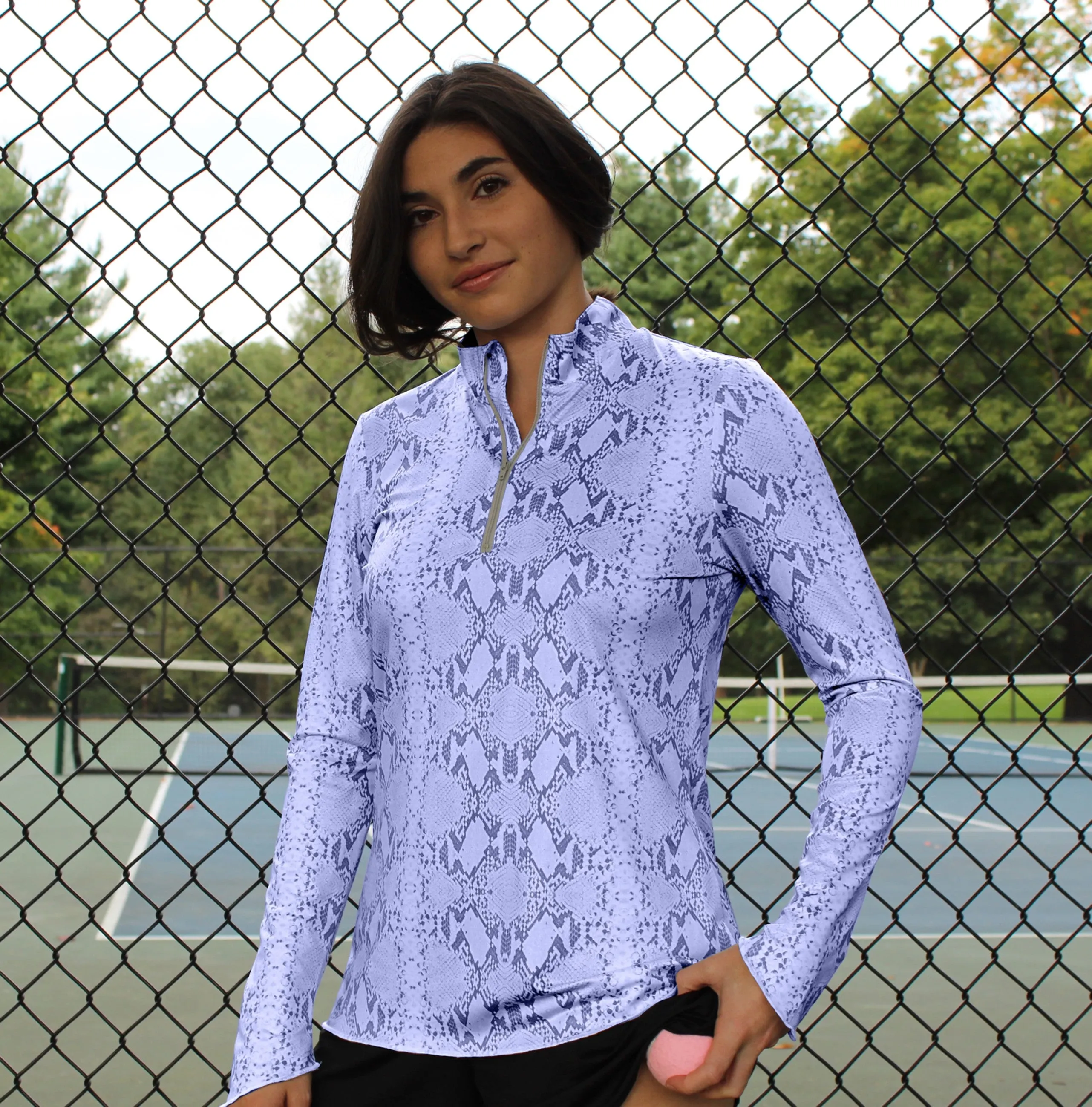 Sun Protector Half Zip Tunic - Navy Python