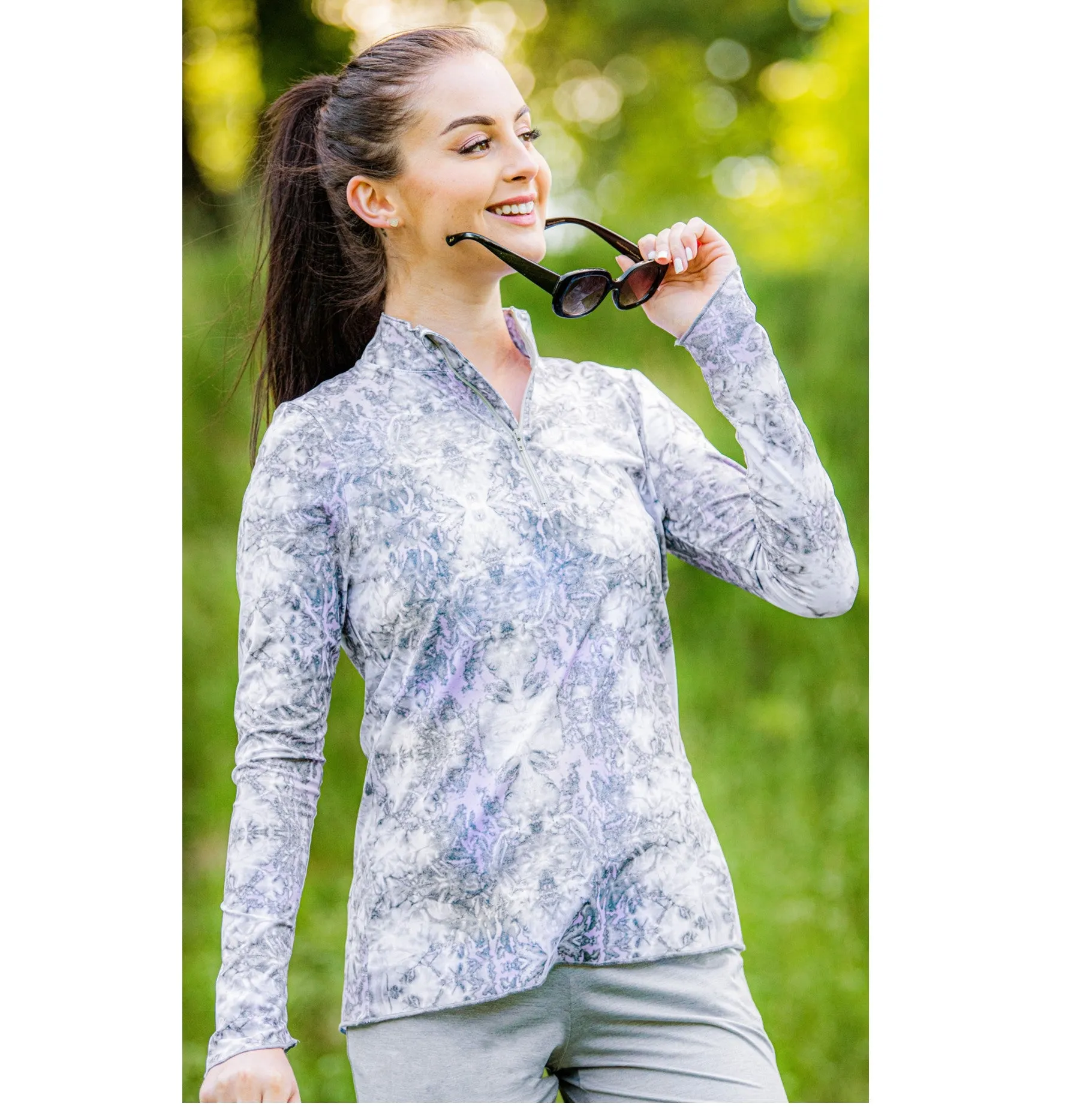 Sun Protector Half Zip Tunic - Tie Dye Lavender