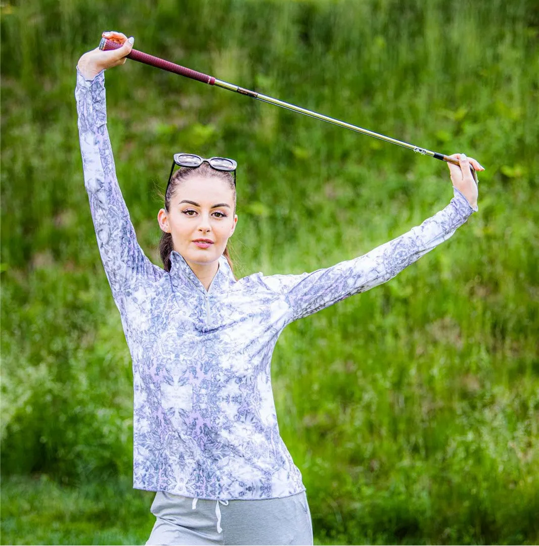 Sun Protector Half Zip Tunic - Tie Dye Lavender