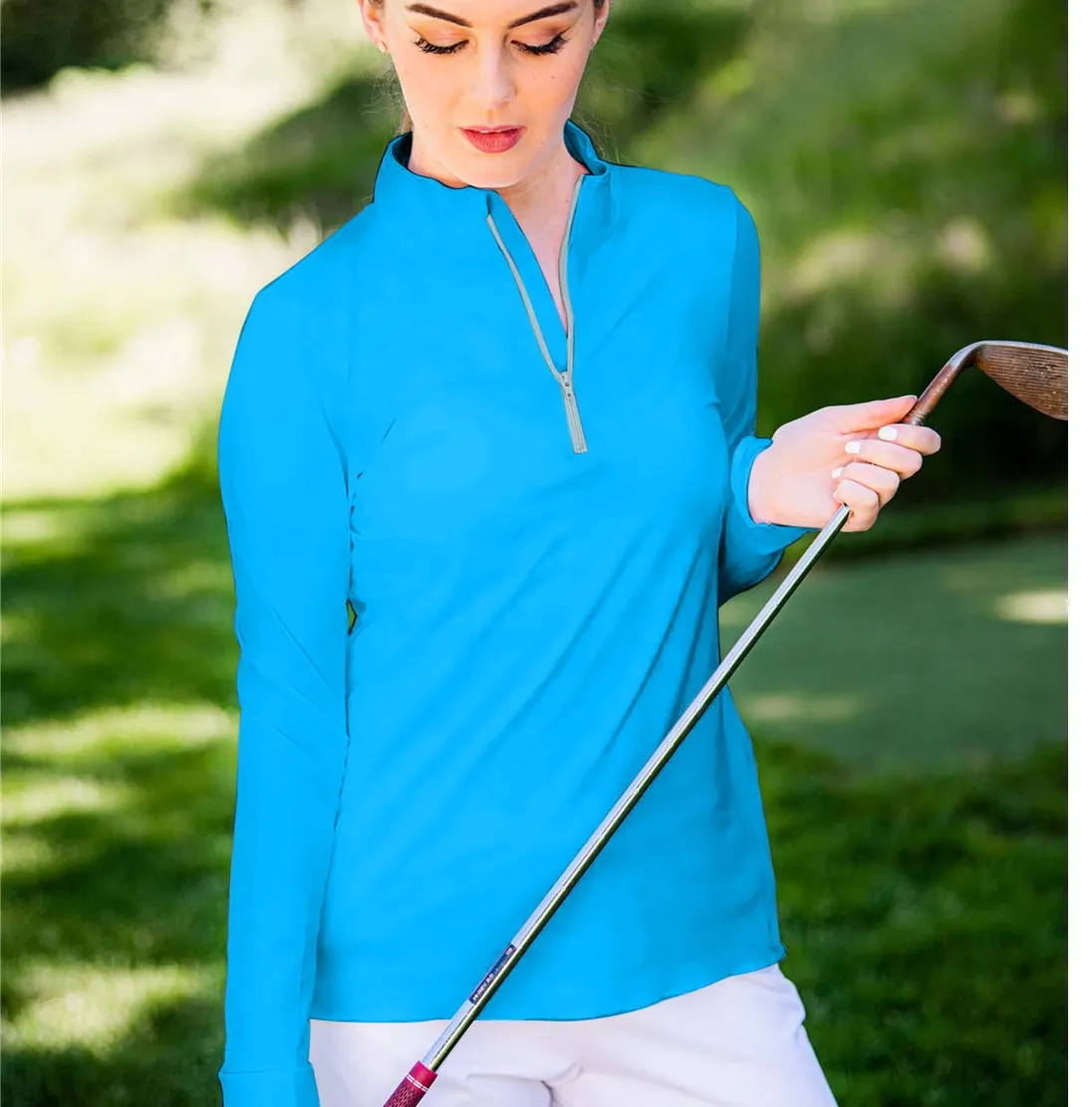 Sun Protector Half Zip Tunic - Turquoise