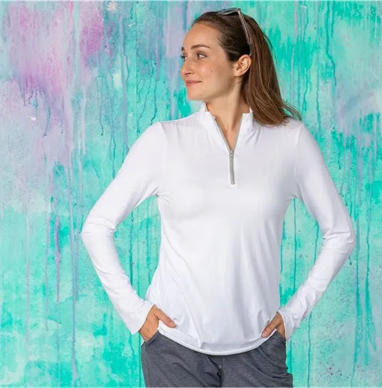 Sun Protector Half Zip Tunic - White