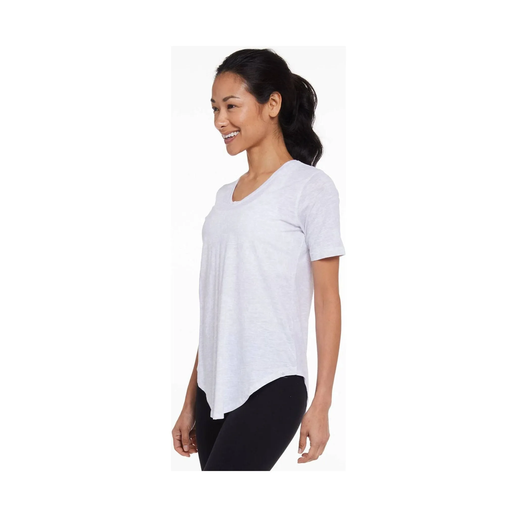 Tasc Women's Longline Boyfriend T Shirt - Light Gray Crater - ONLINE STORE CREDIT/EXCHANGE ONLY