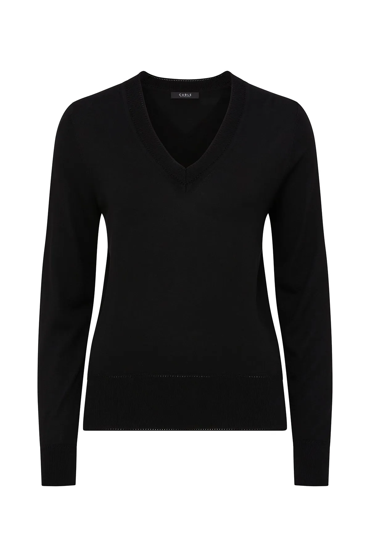 Tencel V Neck Jumper - Black