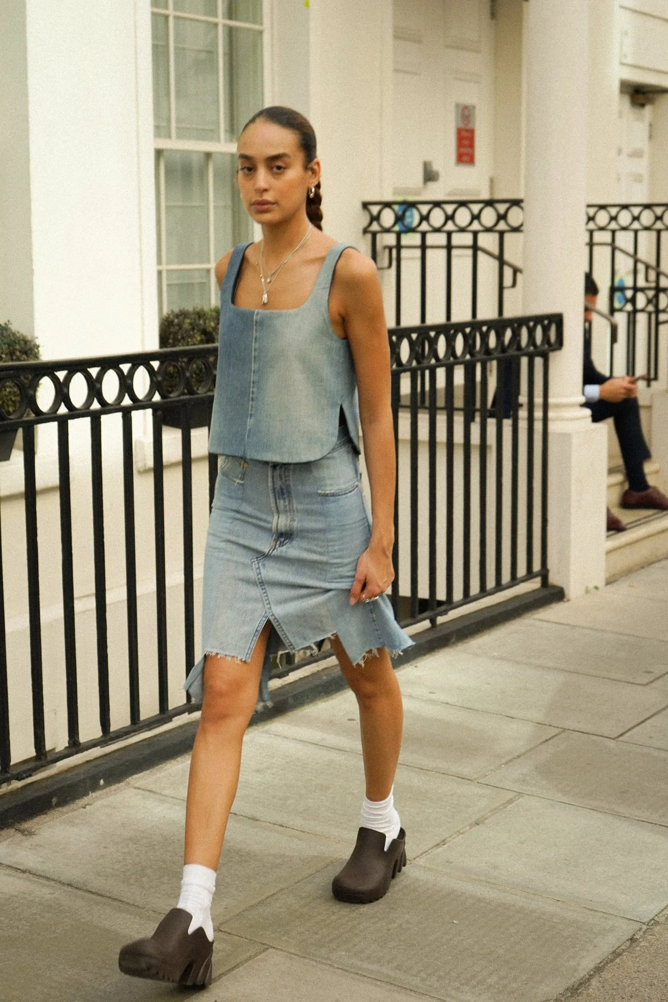 The Classic Light Blue Denim Skirt