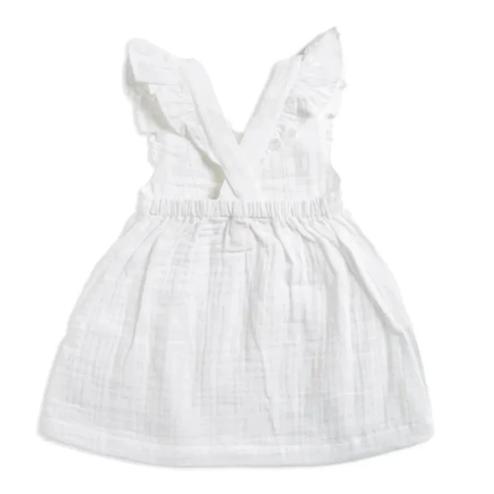 Tiny Twig White Crinkle Angel Dress with Bloomer