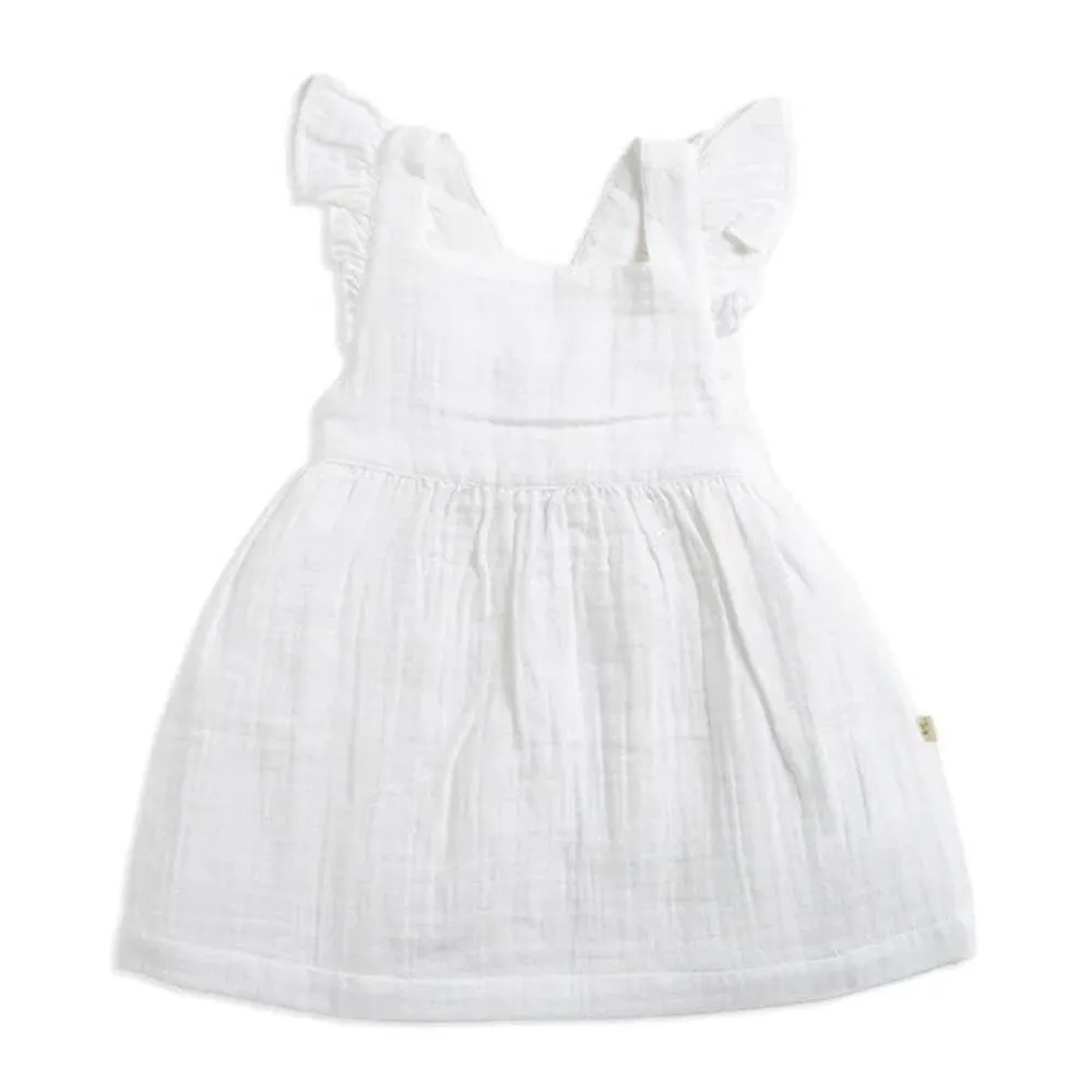 Tiny Twig White Crinkle Angel Dress with Bloomer