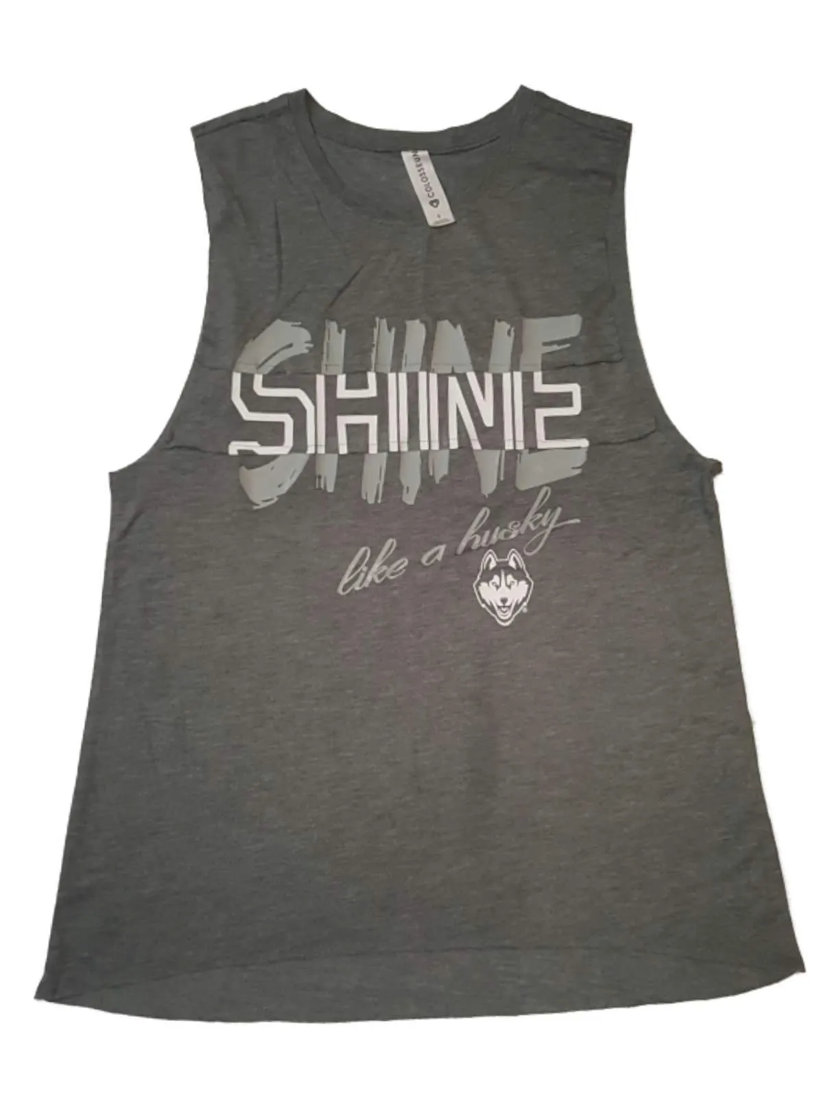 UCONN Huskies Colosseum WOMEN'S Gray "Shine Like a Husky" Bro Tank (S)