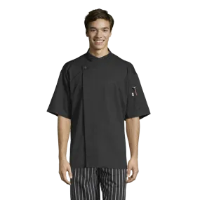 Uncommon Threads Chef Coat Short Sleeve 2XL Black Unisex 65/35 Poly/Cotton Twill