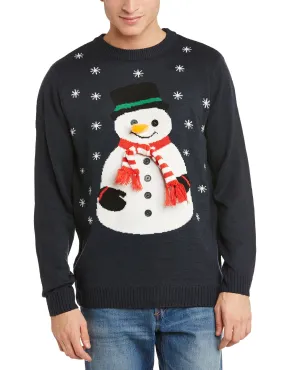 Unisex 3D Snowman Jumper, Blue, Large