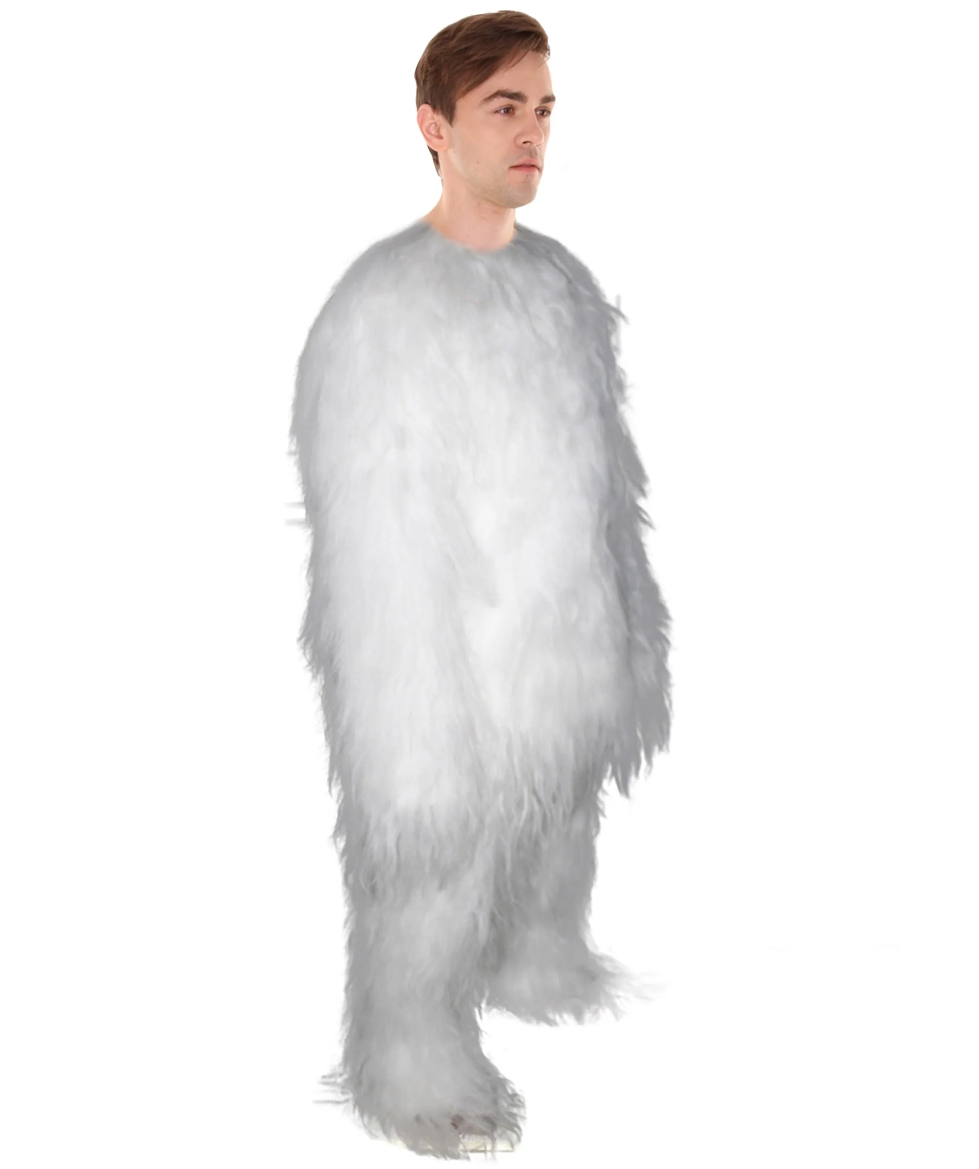 Unisex Hairy Warrior Ape Military Leader Resistance Fighter Yeti Costume Polar White