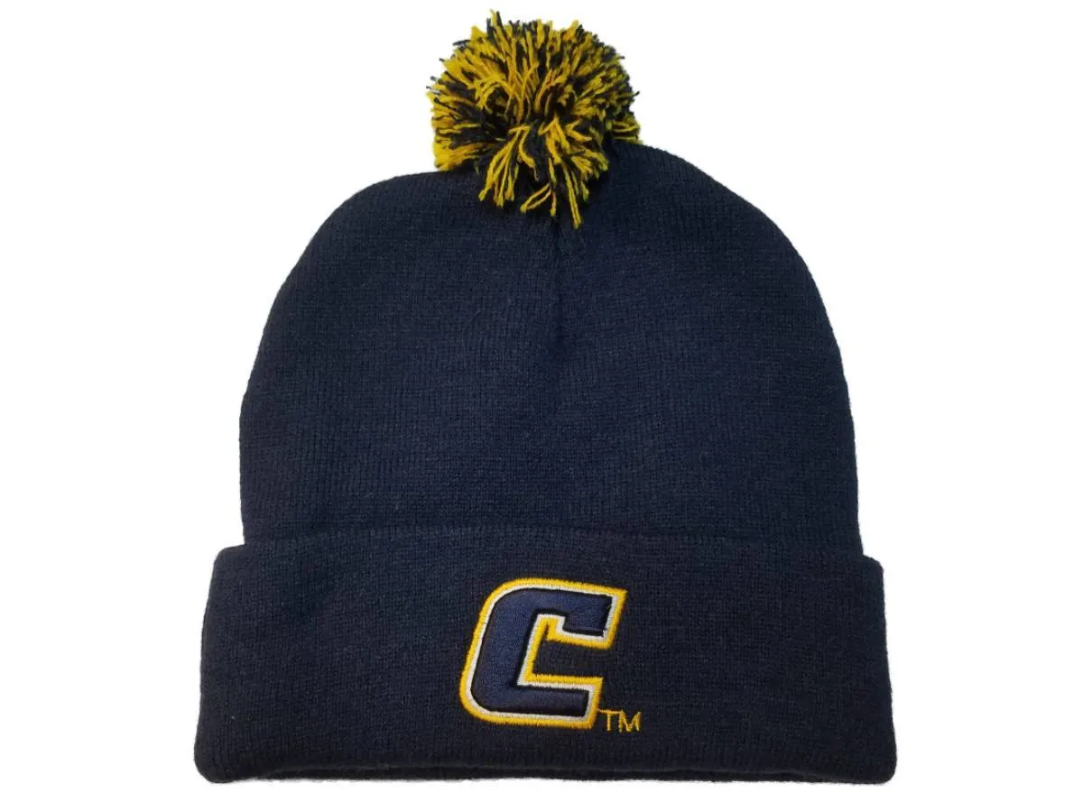 University of Tennessee Chatanooga Navy Acrylic Cuffed Beanie Hat Cap w Poof