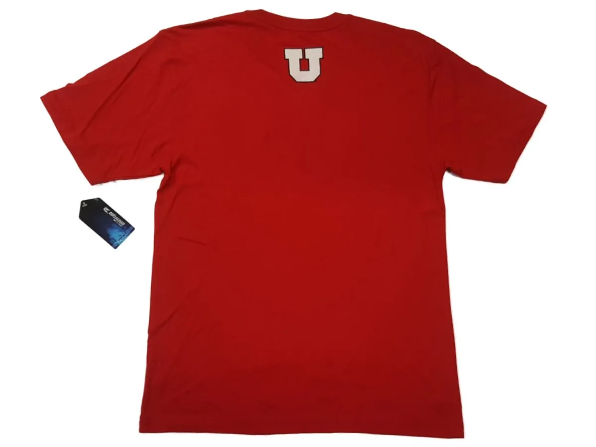 Utah Utes Colosseum Red with Black & White Logos Short Sleeve Crew T-Shirt (L)