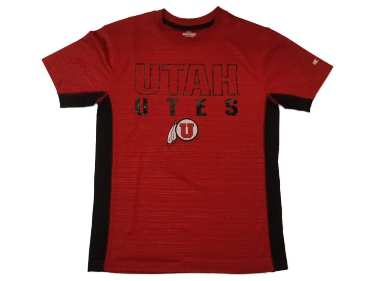 Utah Utes Colosseum YOUTH Boy's Red & Black Performance SS T-Shirt 12-14 (M)