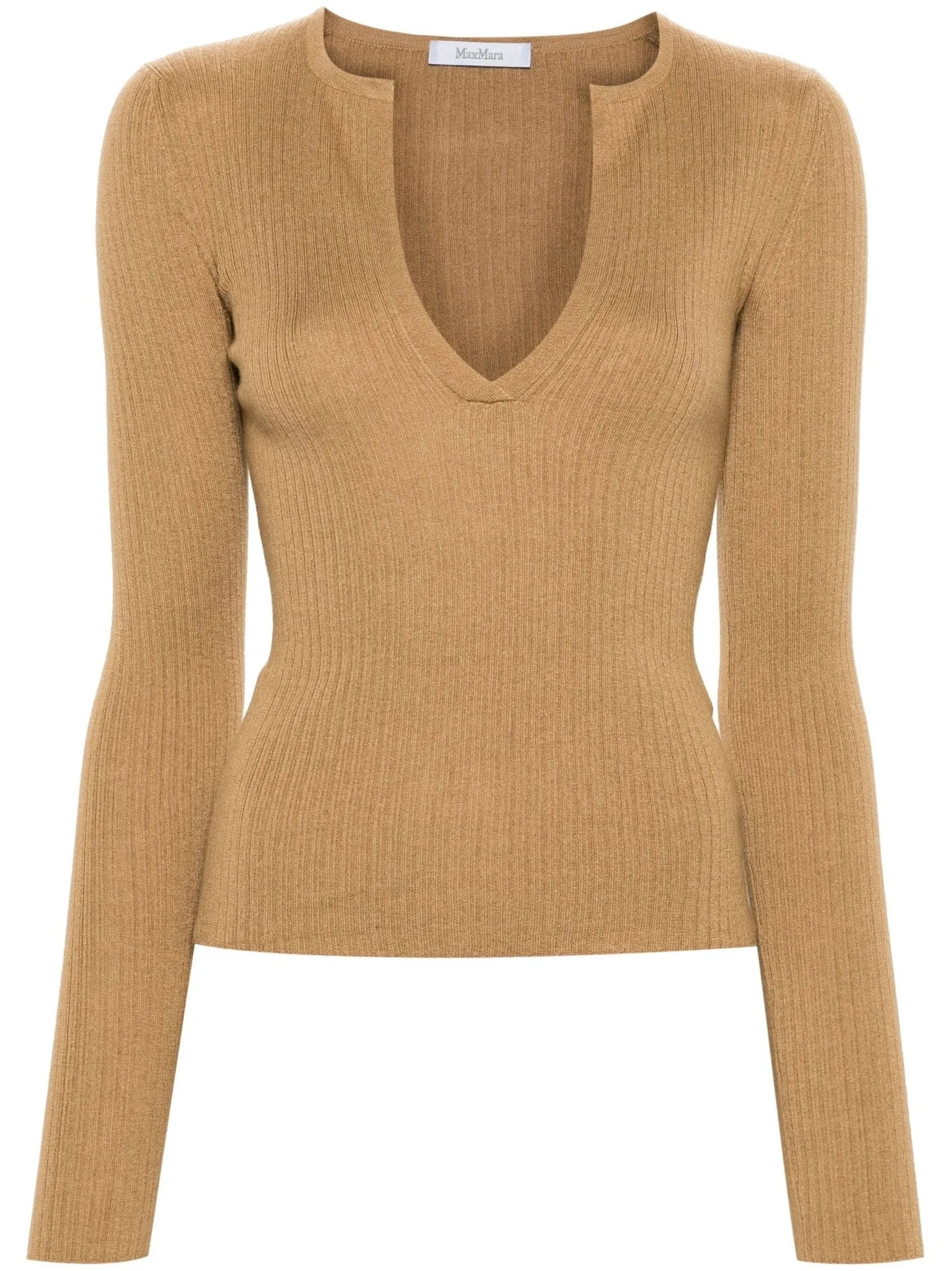 V-neck ribbed jumper