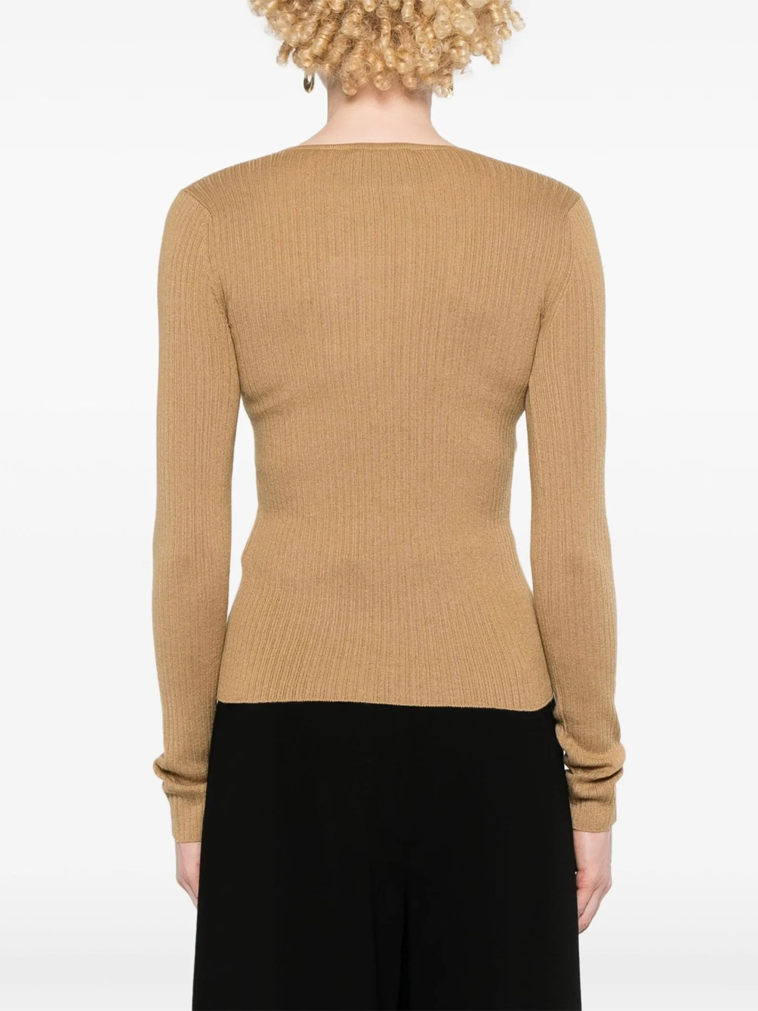 V-neck ribbed jumper