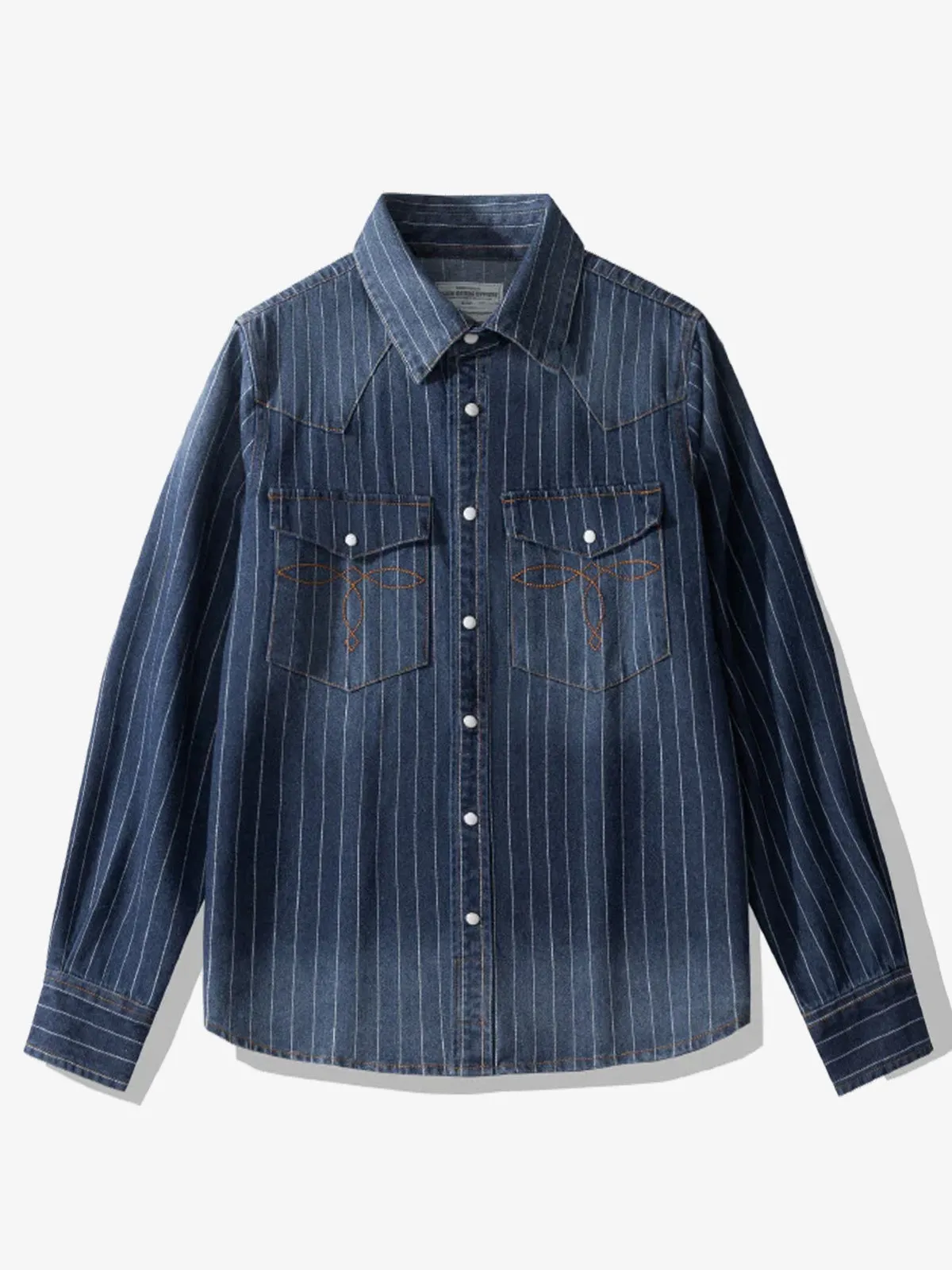 Western Yoke Wabash Stripe Denim Cotton Shirt