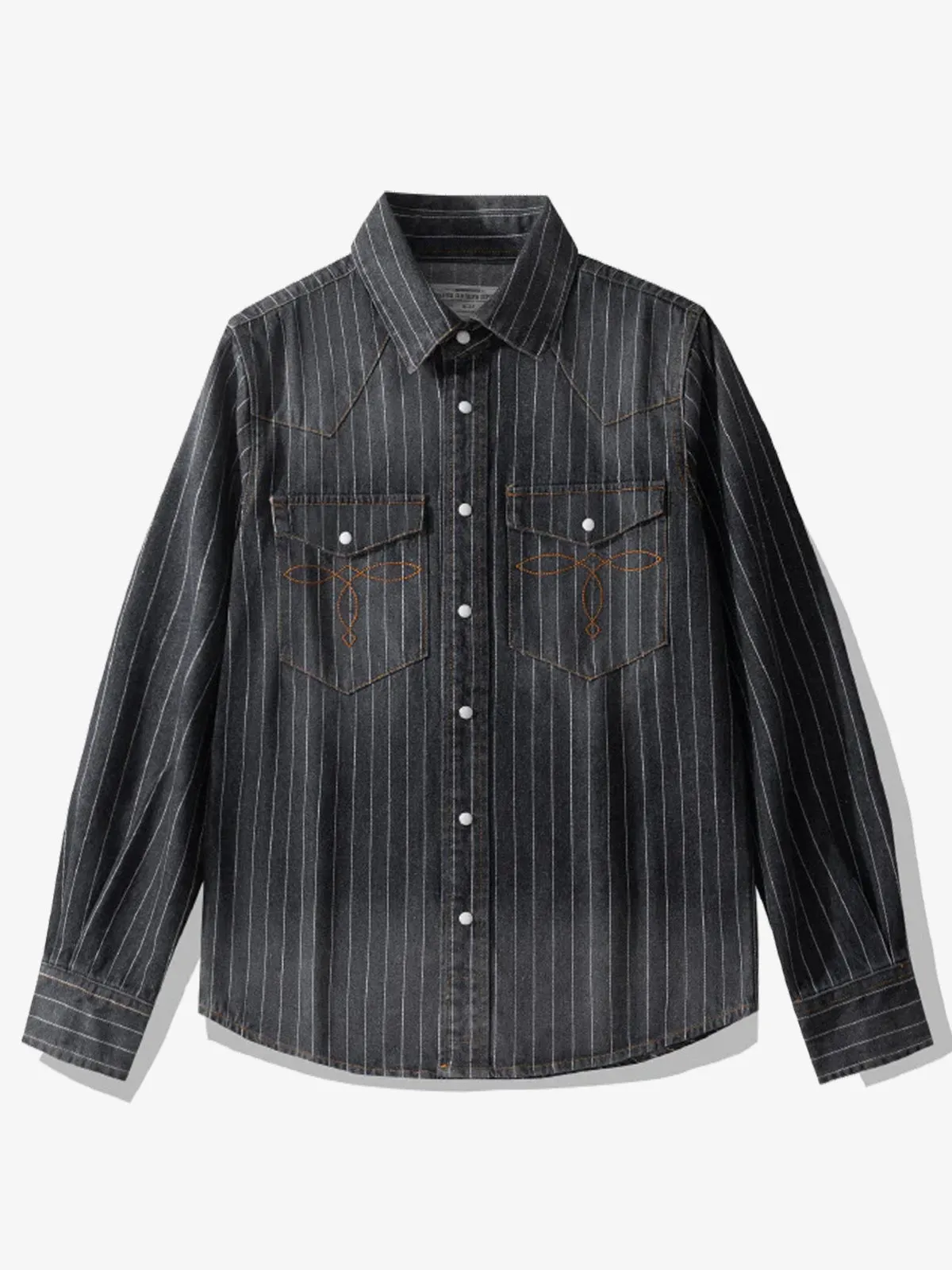 Western Yoke Wabash Stripe Denim Cotton Shirt