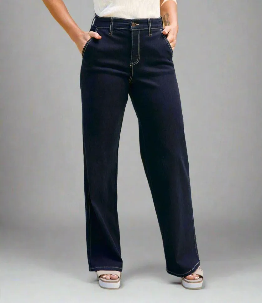 Westport Contrast Stitch High Rise Wide Leg Jeans - Available in Missy & Petite