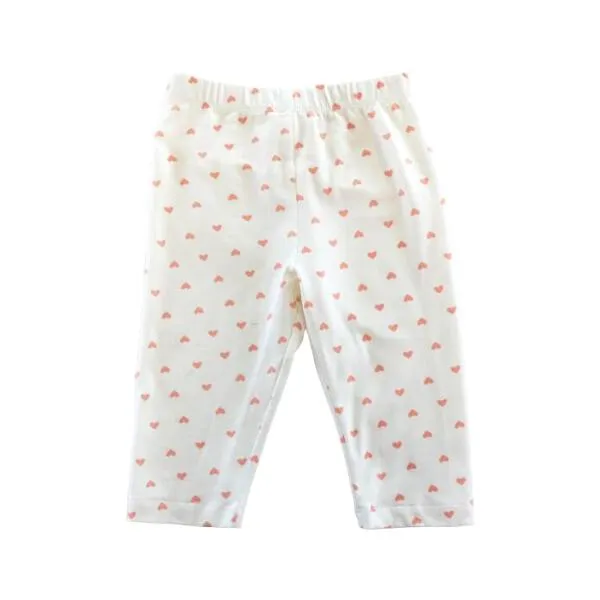 White 3/4 Leggings with Pink Mini Hearts