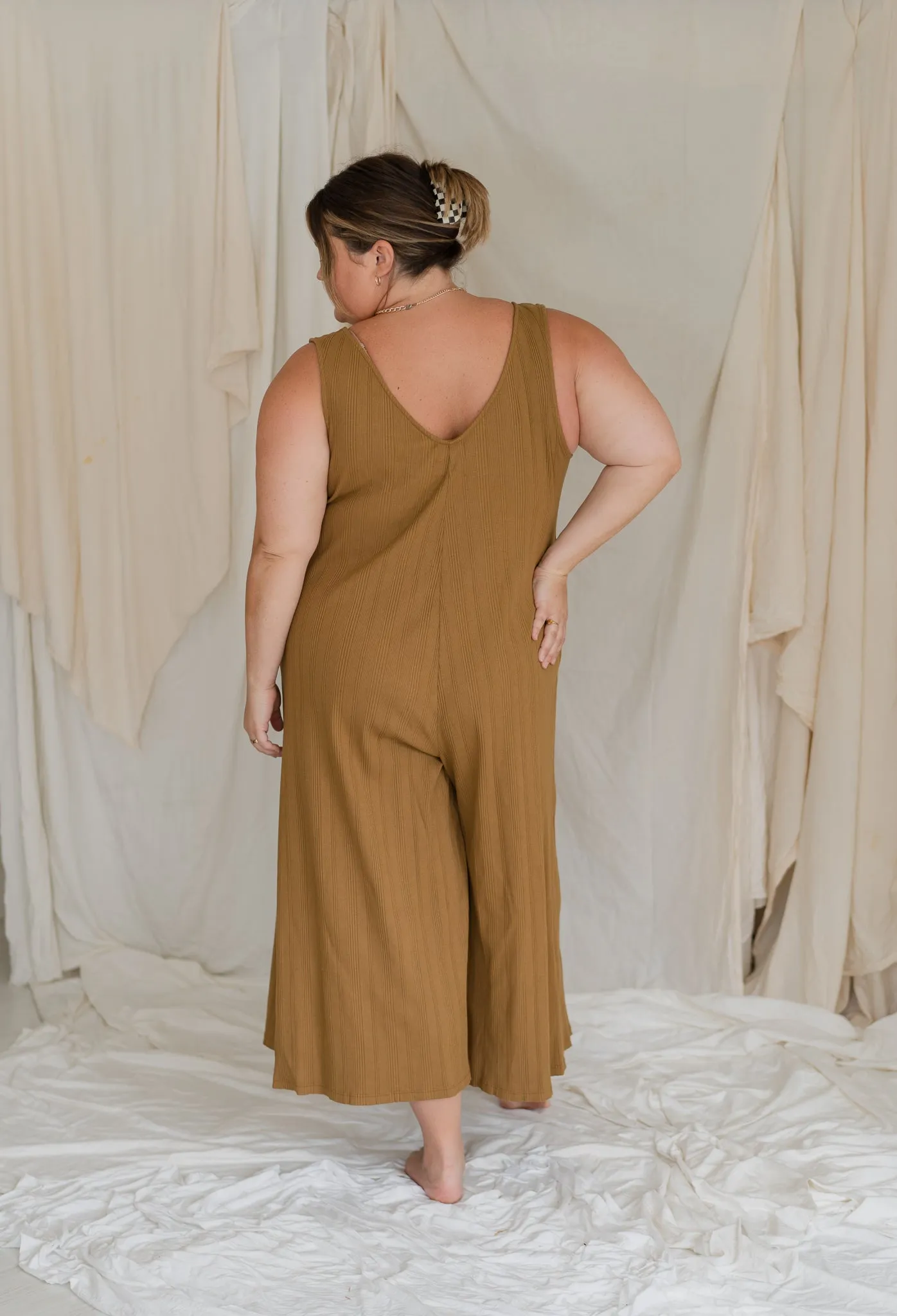 Willow Wide Rib Jumpsuit - Antique Bronze